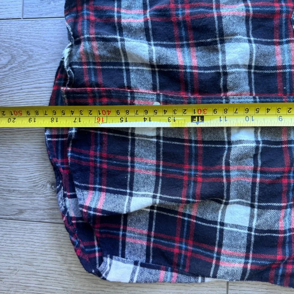 Roper Kids boys Navy Red Plaid Pearl Snap Western Flannel Shirt Size M 8-10